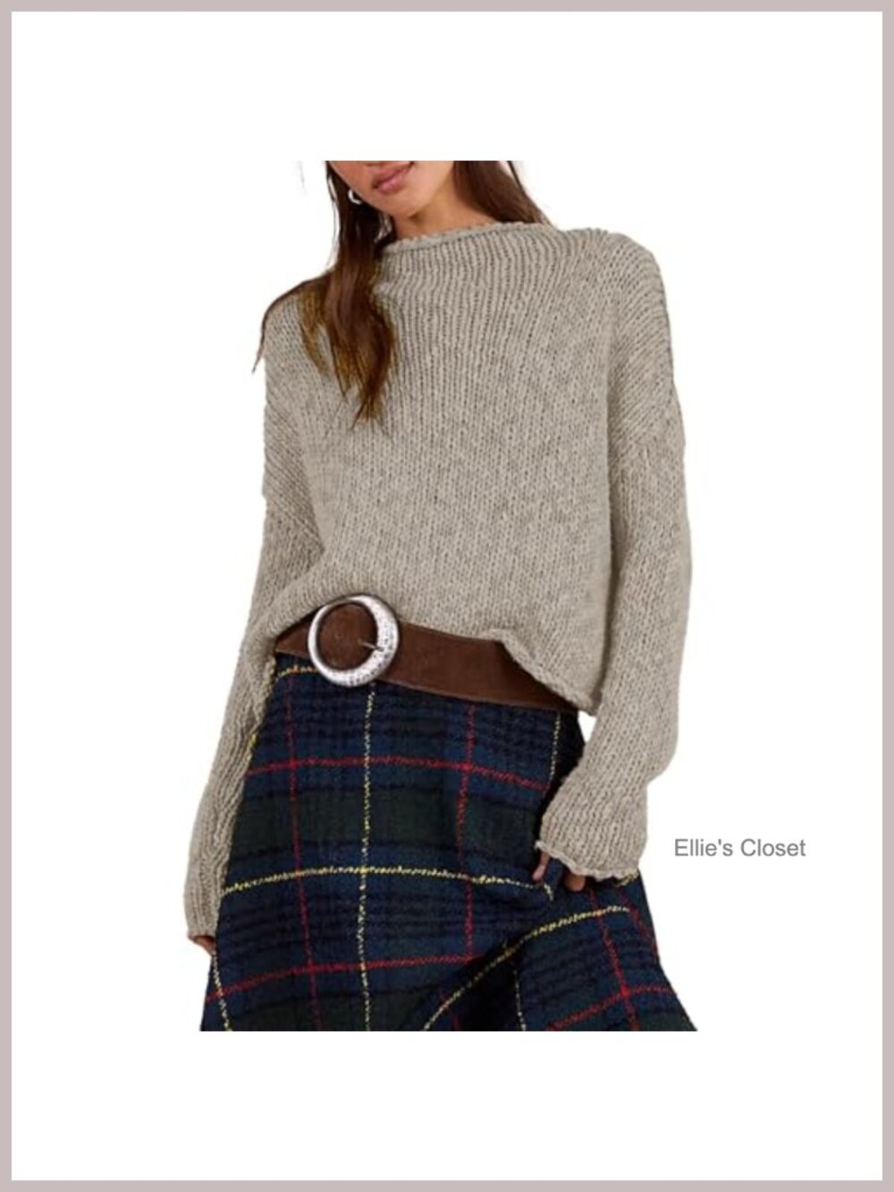 Oversized Cotton Blend Chunky Knit Roll Neck Sweater Long Sleeve